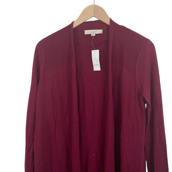 Ann Taylor Loft Red Cardigan Open Front Long Sleeve Small - Picture 2 of 6